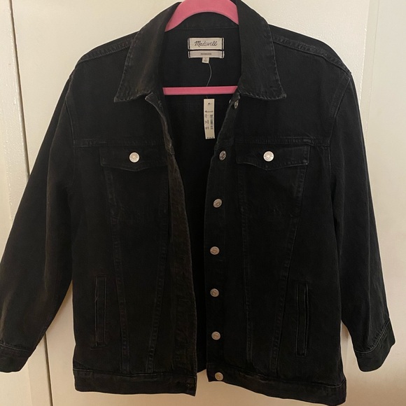 Madewell Jackets & Blazers - Madewell Oversized Black Denim Jacket Lunar Wash